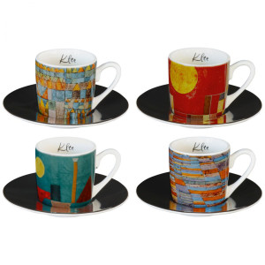 Paul Klee: 4 Espressotassen mit Künstlermotiven im Set, Porzellan