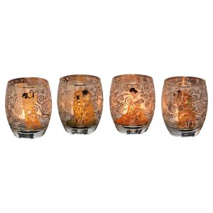 Gustav Klimt: 4 Teelichtgläser mit Künstlermotiven im Set 