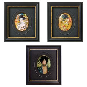 Gustav Klimt: 3 Miniatur-Porzellanbilder mit Künstlermotiven im Set 